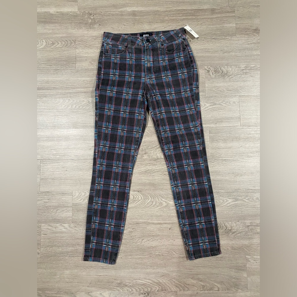 PAIGE Plaid Slim Jeans in Blue and Gray size 25 - Picture 5 of 10
